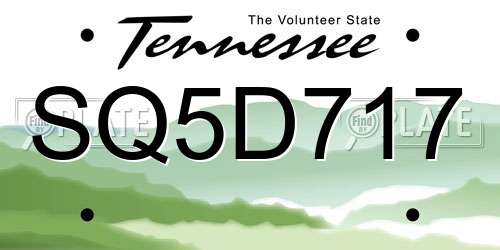 SQ5D717 Tennessee License Plate