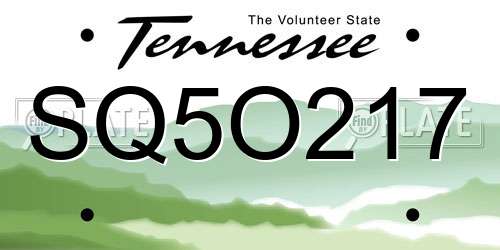 SQ5O217 Tennessee License Plate