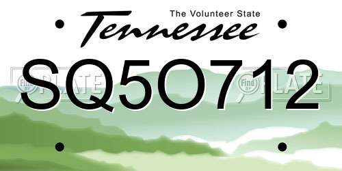 SQ5O712 Tennessee License Plate