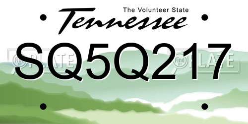 SQ5Q217 Tennessee License Plate