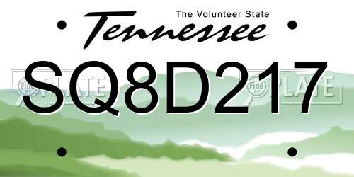 SQ8D217 Tennessee License Plate