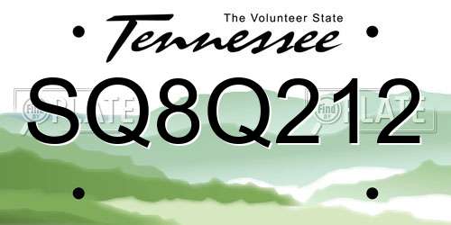 SQ8Q212 Tennessee License Plate