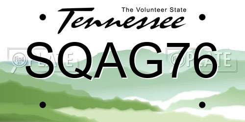 SQAG76 Tennessee License Plate