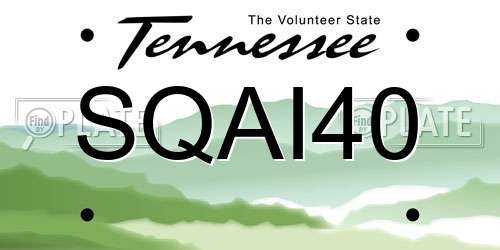 SQAI40 Tennessee License Plate