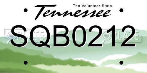 SQB0212 Tennessee License Plate