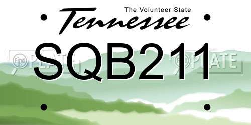 SQB211 Tennessee License Plate