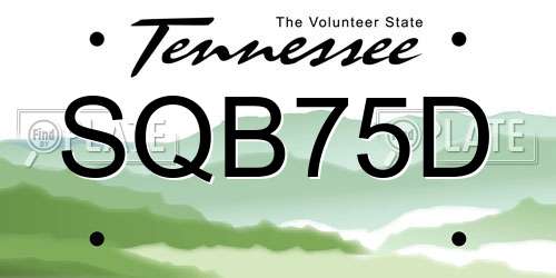 SQB75D Tennessee License Plate