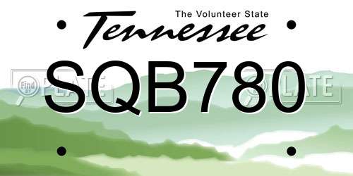 SQB780 Tennessee License Plate
