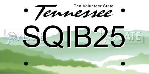SQIB25 Tennessee License Plate