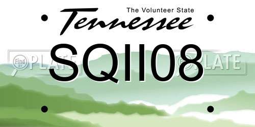 SQII08 Tennessee License Plate