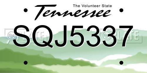 SQJ5337 Tennessee License Plate