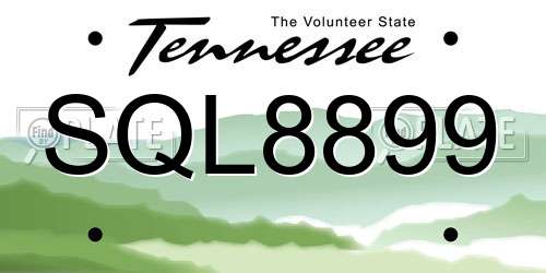 SQL8899 Tennessee License Plate