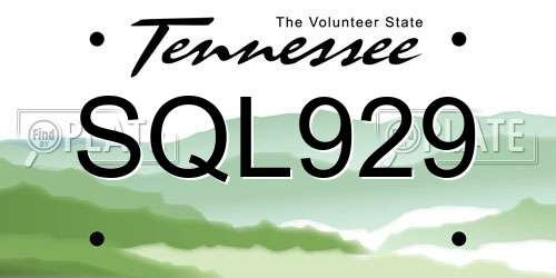 SQL929 Tennessee License Plate