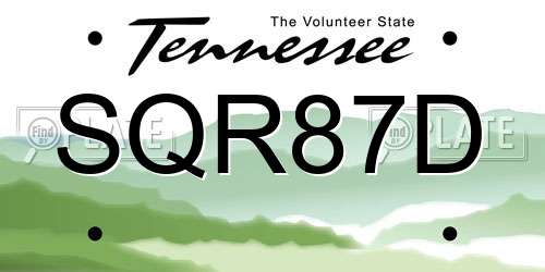 SQR87D Tennessee License Plate