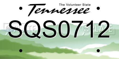 SQS0712 Tennessee License Plate
