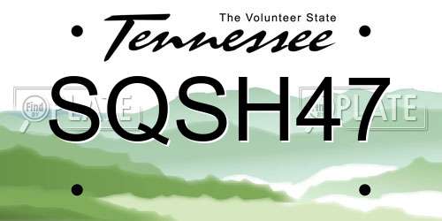 SQSH47 Tennessee License Plate