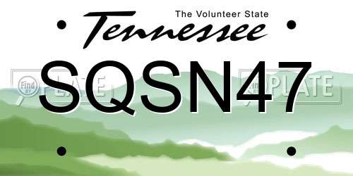SQSN47 Tennessee License Plate