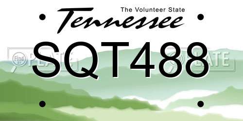 SQT488 Tennessee License Plate