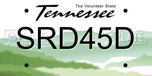 SRD45D Tennessee License Plate