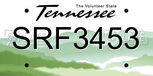 SRF3453 Tennessee License Plate