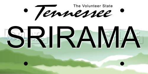 SRIRAMA Tennessee License Plate