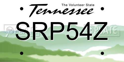 SRP54Z Tennessee License Plate