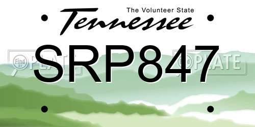 SRP847 Tennessee License Plate