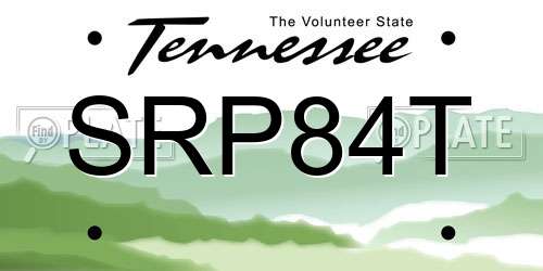SRP84T Tennessee License Plate