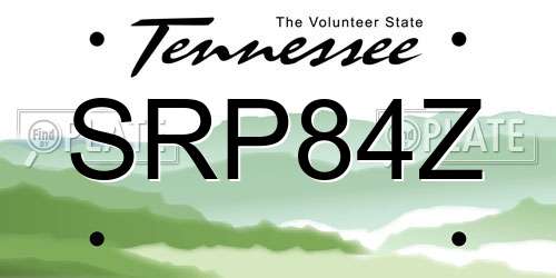 SRP84Z Tennessee License Plate