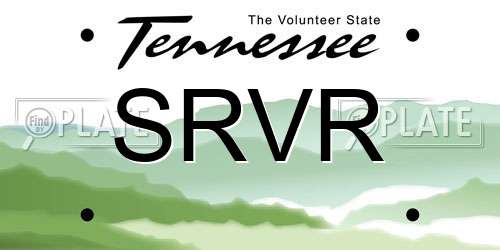 SRVR Tennessee License Plate