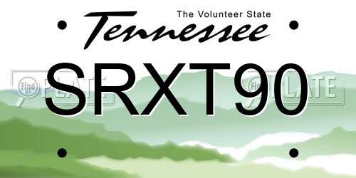 SRXT90 Tennessee License Plate