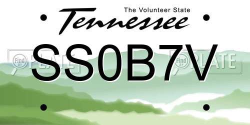 SS0B7V Tennessee License Plate