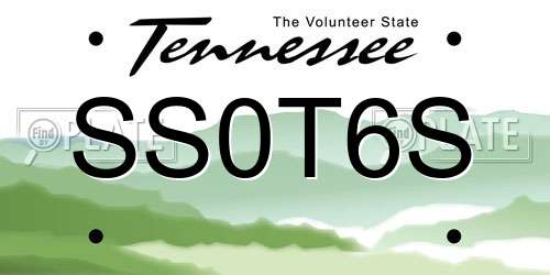 SS0T6S Tennessee License Plate