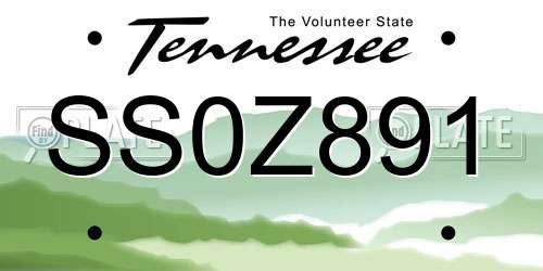 SS0Z891 Tennessee License Plate