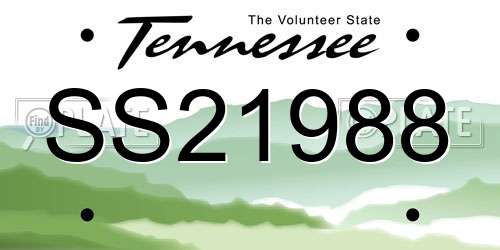SS21988 Tennessee License Plate