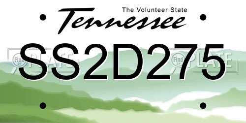 SS2D275 Tennessee License Plate