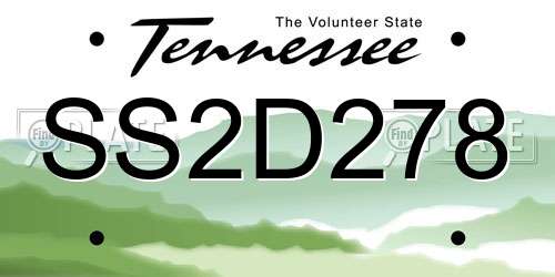 SS2D278 Tennessee License Plate