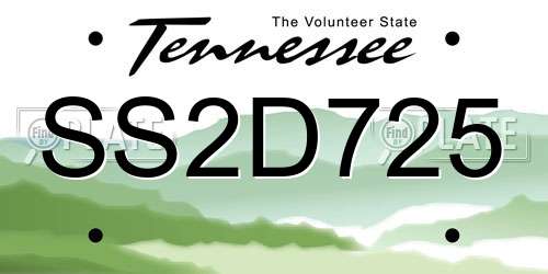 SS2D725 Tennessee License Plate