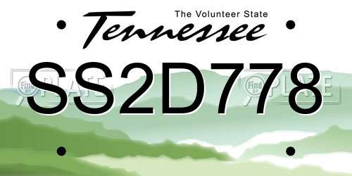 SS2D778 Tennessee License Plate