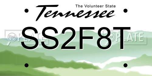 SS2F8T Tennessee License Plate