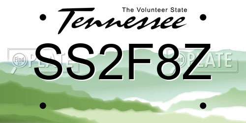 SS2F8Z Tennessee License Plate