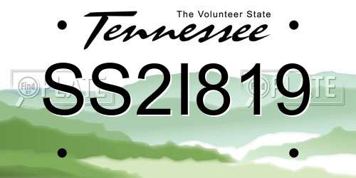 SS2I819 Tennessee License Plate