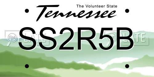 SS2R5B Tennessee License Plate