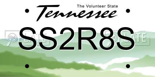 SS2R8S Tennessee License Plate
