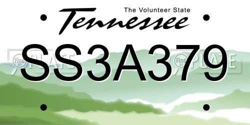 SS3A379 Tennessee License Plate
