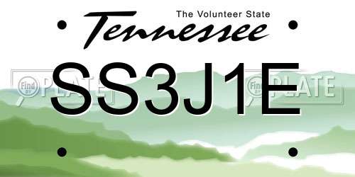 SS3J1E Tennessee License Plate