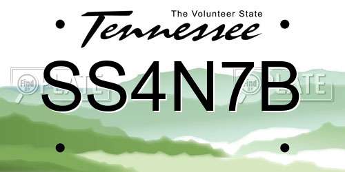 SS4N7B Tennessee License Plate