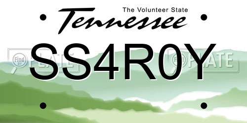 SS4R0Y Tennessee License Plate