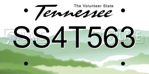 SS4T563 Tennessee License Plate