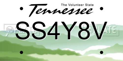 SS4Y8V Tennessee License Plate
